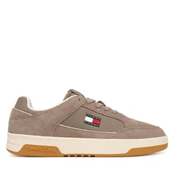 Superge Tommy Jeans Canvas Leather Cupsole Trainers EM0EM01680 Rjava