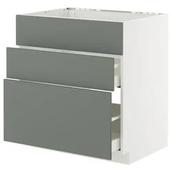 METOD / MAXIMERA Pod.element sudop. i 3front/2fioke, bela/Nickebo mat sivozelena, 80x60 cm