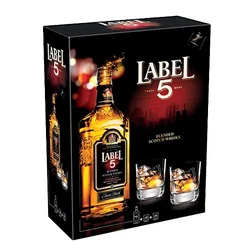 Label 5 Viski + 2 čaše, 0.7l