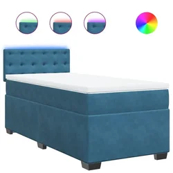Vidaxl Box spring postelja z vzmetnico modra 80x200 cm žamet