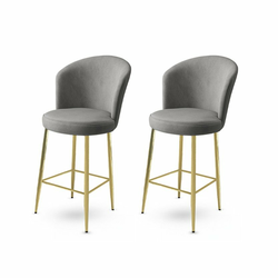 HANAH HOME Set 2 barske stolice Alte Grey Gold