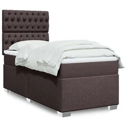 VIDAXL Box spring postelja z vzmetnico temno rjava 100x200 cm blago