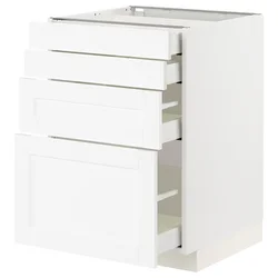 METOD / MAXIMERA Podni element 4 fronta/4 fioke, bela Enköping/bela im. drveta, 60x60 cm