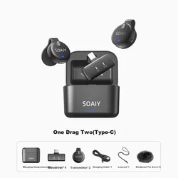 Soaiy Mikrofon V6 Lavalier, Type-C na USB, Crni