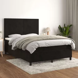 Greatstore Box spring posteljni z vzmetnico črn 140x190 cm žamet