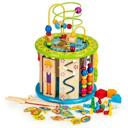 ECO TOYS Drvena edukativna kocka sa igračkama