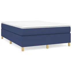 Vidaxl Box spring postelja z vzmetnico modra 140x200 cm blago