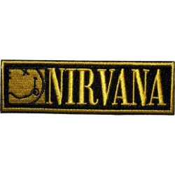Nirvana Logo & Happy Face Bordered Small Iron-On Patch