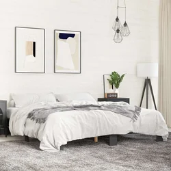 Okvir za krevet crni 200 x 200 cm konstruirano drvo i metal