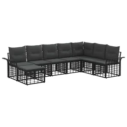Set vanjskih sofa s jastukom 8 pcs Crna i tamno siva Poliester
