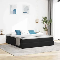 Krevet s madracem i skladištem Crna 200 x 200 cm Baršun