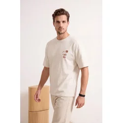 Trendyol Muška majica Tmnss26Ts00051, Krem
