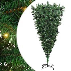 Obrnuto Umjetno Predožareno Božićno Drvo s Setom Kuglica 210 cm