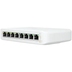 UBIQUITI Lite 8 PoE; (4) GbE PoE+, (4) GbE ports; 52W total PoE availability; Wall mountable.
