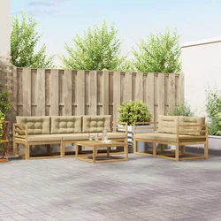 Set vanjskih sofa s jastukom 6 pcs Bijela i bež