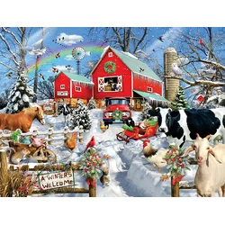 Sunsout - Puzzle Lori Schory - Zimski hlev - 300 kosov