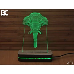 Black Cut 3D Lampa Slon, Zelena