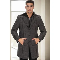 PLT9334 DEWBERRY MENS COAT-PRINT GREY