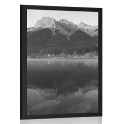 Plakat sončni zahod nad Dolomiti v črnobeli varianti - 30x45 black
