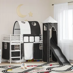 Okvir Krevet za Dječji Loft Bijela i crna 90 x 190 cm Metal