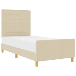 Vidaxl Konstrukcija postelje z vzglavjem krema 90 x 190 cm blago