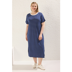 Trendyol Curve Navy Blue Single Jersey Knit Plus Size Dress
