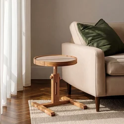 Hanah Home pomoćni sto Opus Yuvarlak 40, 40 cm, orah / travertin