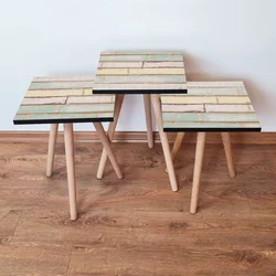 Hanah Home Set klub stočića 3Shp78, 3 komada, Šarena