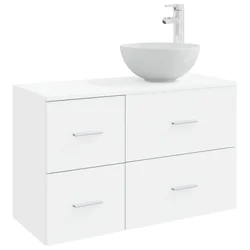 Set namještaja za kupaonicu 2 kom. Bijela Konstruirano drvo
