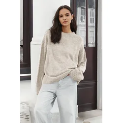 Trendyol Stone Wide Pattern Crew Neck Knitwear Sweater