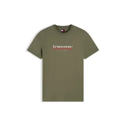 Tommy Jeans Majica oliva / ognjeno rdeča / bela