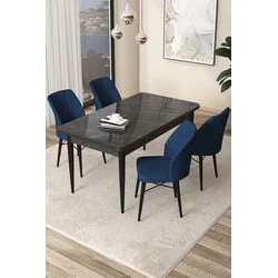 Hanah Home Set Trpezarijski sto i 4 stolice Arp, Tamnoplavi