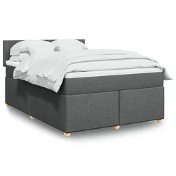 vidaXL Box spring postelja z vzmetnico temno siva 160x200 cm blago