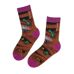 Sokisahtel Nogavice HAZEL Halloween socks with monsters rjava