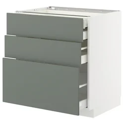 METOD / MAXIMERA Pod.elem.3front/2dnj/1srd/1vis.fiok, bela/Nickebo mat sivozelena, 80x60 cm