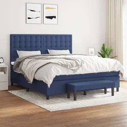 VIDAXL Box spring postelja z vzmetnico modra 180x200 cm blago