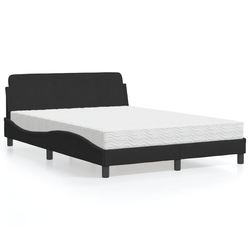 Krevet s madracem Dover crni 140 x 190 cm baršunasti