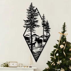 Wallity Zidna dekoracija Moose In The Woods, 39 x 85 cm, Crna