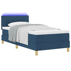 LED Box Spring Krevet s LED trakama Plava 100 x 200 cm tkanina