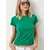 Happiness Istanbul Womens Dark Green Crew Neck Basic Sandy T-Shirt