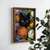 WallXpert uramljena MDF slika NAL129-70, crna mačka među šarenim cvećem, 50 x 70 cm