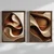 WallXpert set uramljenih MDF slika NAL187-46, apstraktni talasasti oblici u braon i bež tonovima, 2 x 35,5 x 47 cm