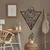 WallXpert metalni zidni ukras 5205, geometrijska planina sa jelama u trouglu, 75 x 63 cm, crni