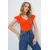 Trend Alacati Stili Ženska bluza kratkih rukava Alc-X13496, V-izrez, Narandžasta