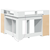 Radni stol s LED svjetlima bijeli 130 x 130 x 91 cm drveni