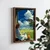 WallXpert uramljena MDF slika NAL095-70, devojka sa slušalicama čita na prozoru pored riđe mačke, ispred zelenog polja, 50 x 70 cm