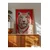 WallXpert uramljena slika 115275, beli tigar na crvenoj pozadini, 50 x 70 cm, ram u boji prirodnog drveta