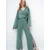 Trend Alacati Stili Ženski komplet bluza i pantalone ALC-X11422, Zeleni