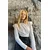 Trend Alacati Stili Ženska bluza dugih rukava ALC-X10906, Okrugli izrez, Bela