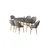 Hanah Home trpezarijski set Jita, sto i 6 stolica, ploča u dekoru Sonata, zlatne noge, siva tkanina Babyface